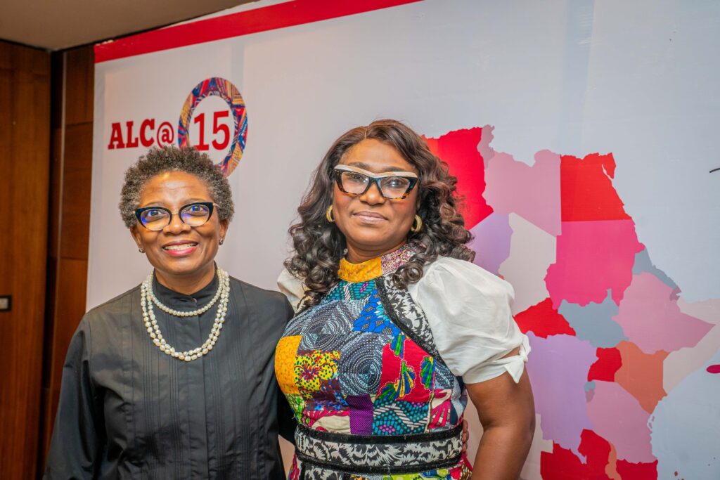 Kate Ibeanusi with Professor Funmi Olonisakin at the ALC@15 celebration in Abuja, Nigeria.